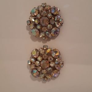 Sherman Signed Aurora Borealis Crystal Earrings